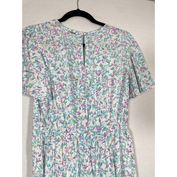 Billabong Floral Print Midi Women Dress V Neck Flutter Sleeve Size M Open Leg - Picture 12 of 14